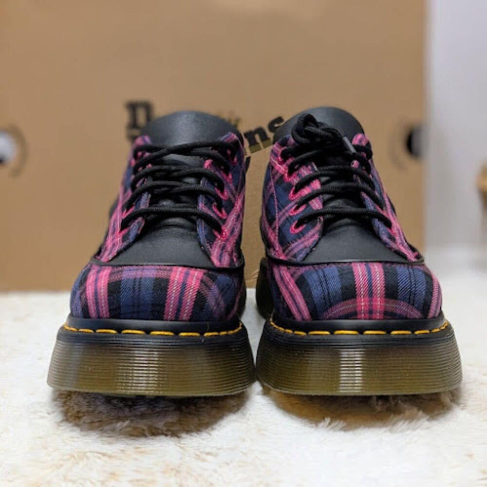 Dr. Martens Buzz 5-Eye Black & Pink Tartan & Leather Lace Up Shoes UK 6 NIB - Picture 6 of 14